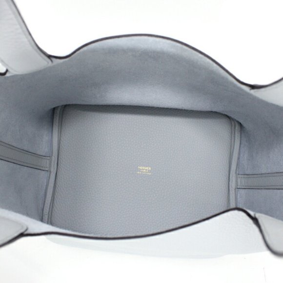 Hermes Picotin Lock MM 22 Handbag Blue Pale Gold Hardware Z Stamp Taurillon C... - Picture 7 of 10